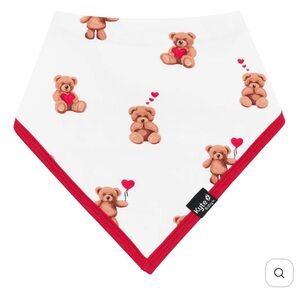 Kyte baby NWT- Teddy Bear Bandana Bib - White and Red